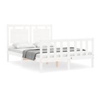 (white, 120 x 200 cm) vidaXL Bed Frame Bed Base Platform Bed with Headboard King Size Solid Wood