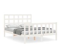 (white, 120 x 200 cm) vidaXL Bed Frame Bed Base Wooden Bed with Headboard Black King Size Solid Wood