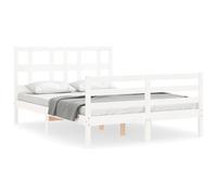 (white, 120 x 200 cm) vidaXL Bed Frame Platform Bed with Headboard Grey Super King Size Solid Wood
