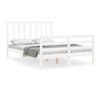 (white, 120 x 200 cm) vidaXL Bed Frame Platform Bed with Headboard White Super King Size Solid Wood