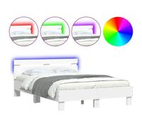 vidaXL Bed Frame with LED without Mattress White 120x200 cm, White