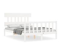 (white, 120 x 200 cm/with headboard & footboard) vidaXL Bed Frame Bedroom Platform Bed Wooden Bedstead Bed Base Solid Wood