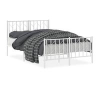 vidaXL Metal Bed Frame without Mattress with Footboard White 120x200cm, White