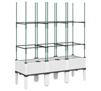 vidaXL Garden Planter with Trellis White 120x40x142.5 cm PP