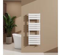 (White, 1200x450mm) Heated Towel Rail Flat Central Heating Radiator