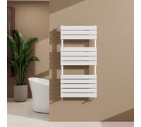 (White, 1200x600mm) Heated Towel Rail Flat Central Heating Radiator