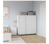 (White) 120cm 3 Sliding Doors Kids Wardrobe Storage Closet