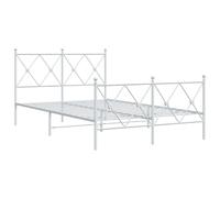 vidaXL Metal Bed Frame without Mattress with Footboard White 120x200cm, White