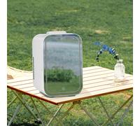 White 12L Mini Fridge with LED Mirror Door