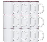 (White, 12PCS) Plain Sublimation Mug 2 Tone Heat Press Tea Coffee Cup