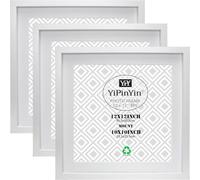White 12x12Inch Square Picture Frame Set Of 3, 30x30cm Frames with mount displayed 10×10'' photo, 25.5x25.5cm Garllery Picture Frame 3 Set,10x10'' frame For Wallmounted & Desk Top