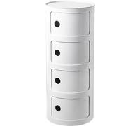 White 13" Round Nightstand & Small Bathroom Cabinet with Sliding Drawers - Stylish End Table & Bedside Storage for Bedroom Living Room and Bathroom Solutions.