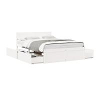 vidaXL Bed Frame Without Mattress White 135X190 cm Double Solid Wood Pine, White