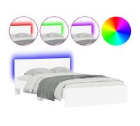 vidaXL Bed Frame With Led Without Mattress White 135X190 cm Double, White