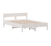 (white, 135 x 190 cm) vidaXL Bed Frame with Headboard Bed Base Wax Brown 90x200 cm Solid Wood Pine
