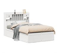 vidaXL Bed Frame without Mattress White 135x190 cm Double Solid Wood Pine, White