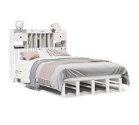 (white, 135 x 190 cm) vidaXL Bookcase Bed without Mattress Bed Solid Wood Pine