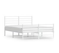 (white, 135 x 190 cm/with headboard & footboard) vidaXL Metal Bed Frame with Headboard Bed Base Mattress Foundation Bedstead
