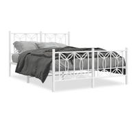Metal Bed Frame with Headboard and Footboard White 135x190 cm Double vidaXL