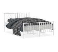 (white, 135 x 190 cm/ with headboard & footboard) vidaXL Metal Bed Frame with Headboard Mattress Foundation Black 80x200 cm