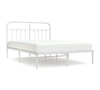 (white, 135 x 190 cm/with headboard) vidaXL Metal Bed Frame Bedroom Bed Base Bedstead Metal Matress Foundation