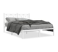 (white, 135 x 190 cm/ with headboard) vidaXL Metal Bed Frame with Headboard Home Bed Base Bedstead