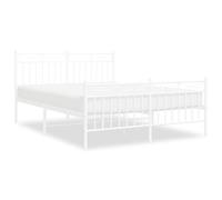 (white, 135x190 cm/with headboard & footboard) vidaXL Metal Bed Frame Home Bedroom Bed Base Mattress Foundation Bedstead