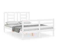 (white, 140 x 190 cm) vidaXL Bed Frame Bed Base Platform Bed with Headboard Small Single Solid Wood