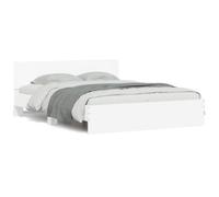 (white, 140 x 190 cm) vidaXL Bed Frame with Headboard Bedroom Bed Base Mattress Foundation Bedstead