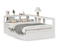 (white, 140 x 190 cm) vidaXL Bookcase Bed without Mattress Wax Brown 200x200cm Solid Wood Pine bed