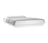 (white, 140 x 190 cm) vidaXL LED Bed Frame Mattress Foundation Bedstead Platform Bed Base Solid Wood