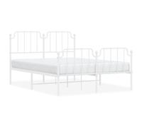 (white, 140 x 190 cm/with headboard & footboard) vidaXL Metal Bed Frame Home Bedroom Bed Base Mattress Foundation Bedstead