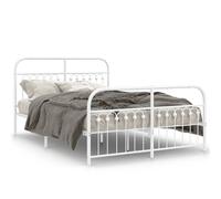 (white, 140 x 190 cm/ with headboard & footboard) vidaXL Metal Bed Frame with Headboard and Footboard Bed Base White 183x203 cm