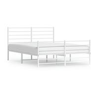 (white, 140 x 190 cm/with headboard & footboard) vidaXL Metal Bed Frame with Headboard Bed Base Mattress Foundation Bedstead