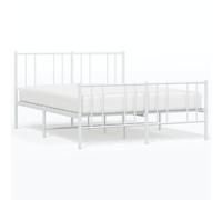 vidaXL Metal Bed Frame with Headboard and Footboard White 140x190 cm 05 UK HOT