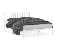 vidaXL Metal Bed Frame without Mattress with Headboard White 140x190cm
