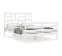 (white, 140 x 200 cm) vidaXL Bed Frame Bed Base with Headboard Honey Brown Small Double Solid Wood