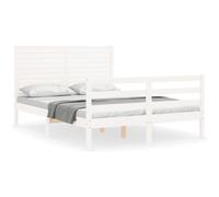 (white, 140 x 200 cm) vidaXL Bed Frame Bed Base with Headboard Honey Brown Small Double Solid Wood