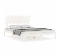 (white, 140 x 200 cm) vidaXL Bed Frame Bed Base Wooden Platform Bed with Headboard Double Solid Wood