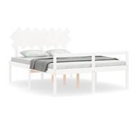 vidaXL Bed Frame with Headboard White 140x200 cm Solid Wood, White