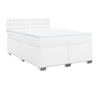 (white, 140 x 200 cm) vidaXL Box Spring Bed with Mattress Bedroom Bed Frame Bed Base Faux Leather
