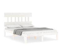 (white, 140 x 200 cm/with headboard) vidaXL Bed Frame Bedroom Platform Bed Wooden Bedstead Bed Base Solid Wood