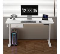 (WHITE, 140CM) Easton Height Adjustable Electric Desk with Drawer