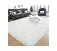 (White, 140cmX200cm/55.00inchX78.70inch) Solid Color Shaggy Fuzzy Rugs, 1 Count Non-slip Soft Plush Area Rug, Decorative Carpet for Home Living Room Bedroom, Home Decor, Furry Soft Rugs