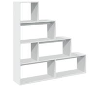 vidaXL Room Divider Bookcase 4-Tier Shelf - White Engineered Wood - Modern Stair-Like Design