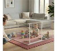 Safetots Play Den 144cm x 144cm, White, 70cm High, with Soft Foam Play Mat, Warm Rose, 150cm x 150cm, White