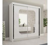 (White , 150 cm ) Modern Double Sliding Mirror Door wardrobe