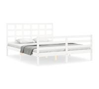 (white, 150 x 200 cm) vidaXL Bed Frame Platform Bed with Headboard Honey Brown King Size Solid Wood