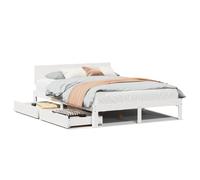 (white, 150 x 200 cm) vidaXL Bed Frame with Drawers Bed Base Solid Wood Pine
