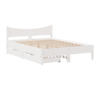 (white, 150 x 200 cm) vidaXL Bed Frame with Drawers Bed Base Solid Wood Pine